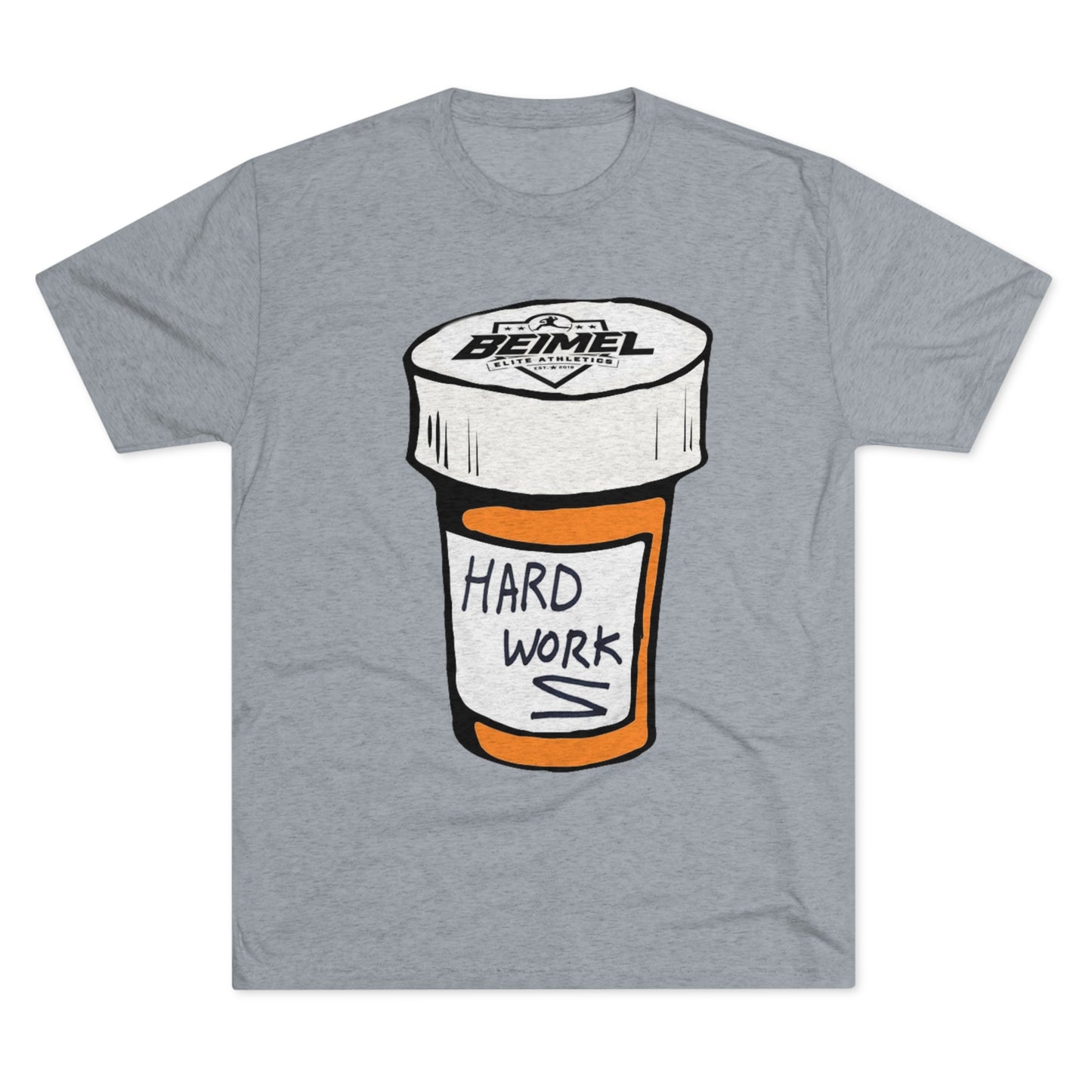 Hard Work Pill Bottle Unisex Tri-Blend Crew Tee