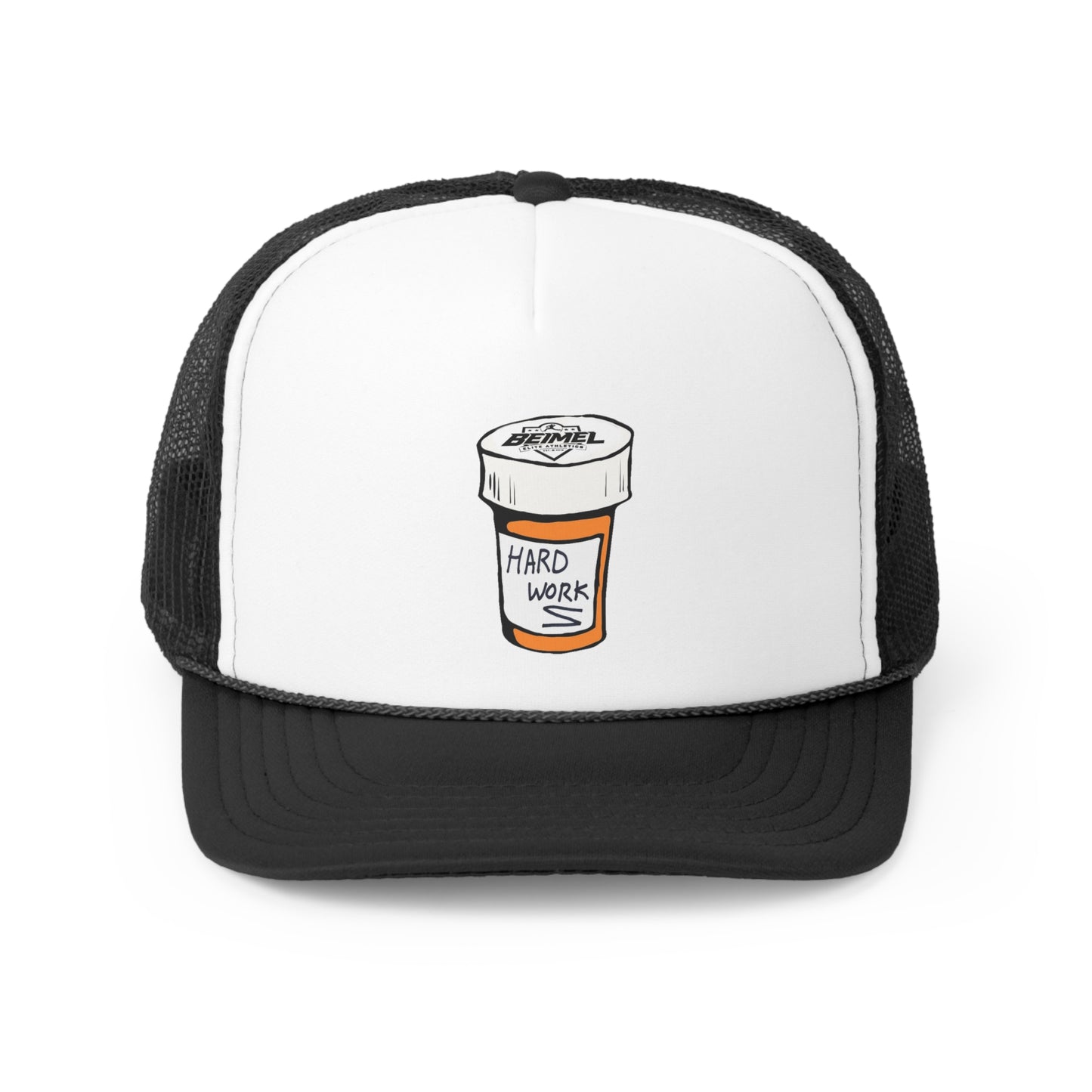 Hard Work Pill Bottle Trucker Cap