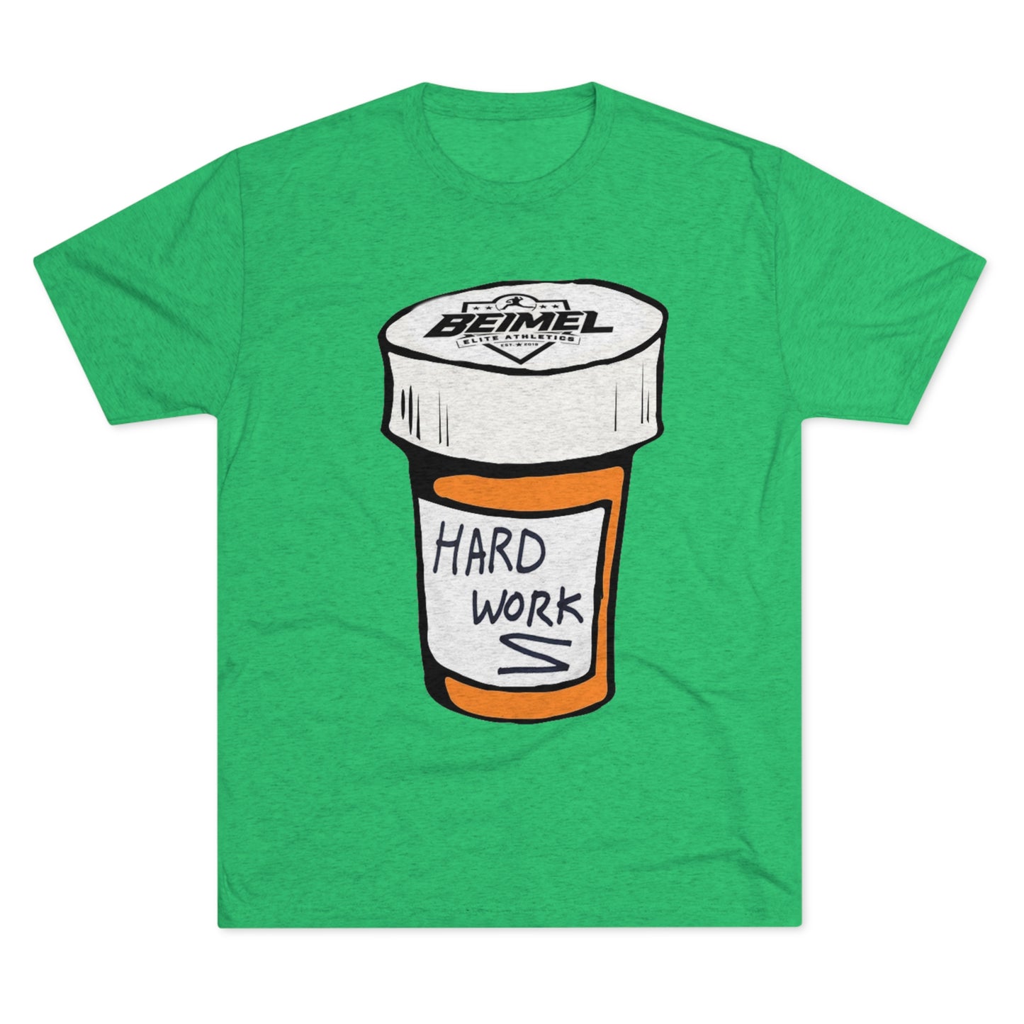 Hard Work Pill Bottle Unisex Tri-Blend Crew Tee